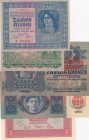 Austria, 2-20-100-1.000 Kronen, 1917/1922, (Total 5 banknotes)
2 Kronen, 1917, p50; UNC, 10 Kronen, 1919, p51, AUNC; 20 Kronen, 1919, p52, UNC 100 Kr...