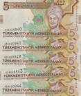 Azerbaijan, 5 Manat, 2012, UNC, p30, (Total 5 consecutive banknotes)
Serial Number: AE 6820940-4
Estimate: 20-40