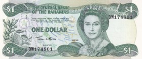 Bahamas, 1 Dollar, 2002, UNC, p70
Queen Elizabeth II. Potrait
Serial Number: DW174801
Estimate: 10-20