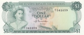 Bahamas, 1 Dollar, 1974, UNC, p35a
Queen Elizabeth II. Potrait
Serial Number: K/1 341659
Estimate: 40-80