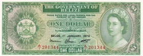 Belize, 1 Dollar, 1974, UNC, p33a
Queen Elizabeth II. Potrait
Serial Number: A/1 201344
Estimate: 300-600