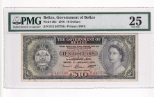 Belize, 10 Dollars, 1976, VF, p36c
PMG 25
Queen Elizabeth II. Potrait
Serial Number: D/2 647736
Estimate: 375-750