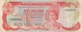 Belize, 5 Dollars, 1980, VF, p39a
Queen Elizabeth II. Potrait
Serial Number: J/3 898902
Estimate: 25-50
