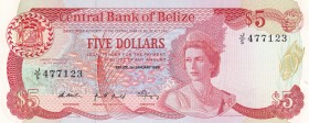 Belize, 5 Dollars, 1989, UNC, p47b
Queen Elizabeth II. Potrait
Serial Number: J/5 477123
Estimate: 225-450