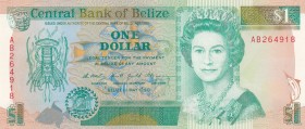 Belize, 1 Dollar, 1990, UNC, p51
Queen Elizabeth II. Potrait
Serial Number: AB264918
Estimate: 20-40