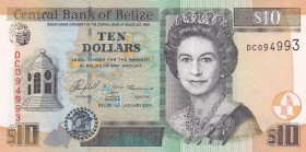 Belize, 10 Dollars, 2005, UNC, p68b
Queen Elizabeth II. Potrait
Serial Number: DC094993
Estimate: 45-90