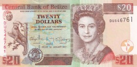 Belize, 20 Dollars, 2017, UNC, p69f
Queen Elizabeth II. Potrait
Serial Number: DU546761
Estimate: 30-60