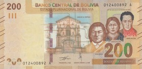 Bolivia, 200 Bolivianos, 2019, UNC, p252
Serial Number: 012400892 A
Estimate: 60-120