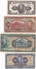 Bolivia, 1-5-10-20 Bolivianos, 1928/1929, (Total 4 banknotes)
1 Boliviano, p119a, UNC; 5 Bolivianos, p120a,VF; 10 Bolivianos, p130a, UNC; 20 Bolivian...