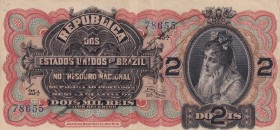 Brazil, 2 Mil Reis, 1918, VF(+), p13a
Serial Number: 25.A 78655
Estimate: 150-300