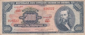 Brazil, 5.000 Cruzeiros, 1964, VF, p174b
Serial Number: 920 026522
Estimate: 10-20