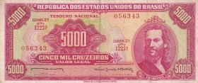 Brazil, 5.000 Cruzeiros, 1964, XF, p182b
Serial Number: 1223 056343
Estimate: 15-30