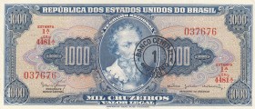 Brazil, 1 Cruzeiro Novo on 1000 Cruzeiros, 1966/1967, UNC, p187b
Serial Number: 4481 037676
Estimate: 15-30