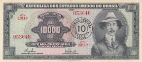 Brazil, 10 Cruzeiros Novos on 10.000 Cruzeiros, 1967, XF, p189b
Serial Number: 1311 053646
Estimate: 25-50