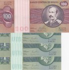 Brazil, 1-1-1-100 Cruzeiros, (Total 4 banknotes)
1 Cruzeiro(3), 1972/1980, p191Ac, UNC; 100 Cruzeiros, 1974/1981, p195Ab, AUNC
Estimate: 10-20