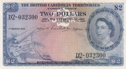 British Caribbean Territories, 2 Dollars, 1954, XF(+), p8b
Queen Elizabeth II. Potrait
Serial Number: D2 032300
Estimate: 300-600
