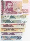Bulgaria, 20-50-100-200-500-1.000-5.000 Leva, 1991/1996, UNC, (Total 7 banknotes)
20 Leva,1991; 50 Leva, 1992; 100 Leva, 1993; 200 Leva, 1992; 500 Le...