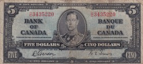 Canada, 5 Dollars, 1937, VF(-), p60b
Serial Number: H/C 3435220
Estimate: 40-80