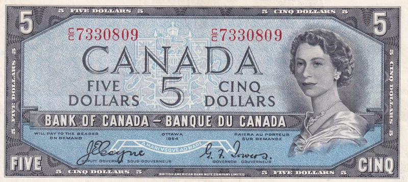 Canada, 5 Dollars, 1954, AUNC, p68a
DEVİL FACE
Queen Elizabeth II. Potrait
Se...