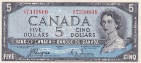 Canada, 5 Dollars, 1954, AUNC, p68a
DEVİL FACE
Queen Elizabeth II. Potrait
Serial Number: C/C 7330809
Estimate: 300-600