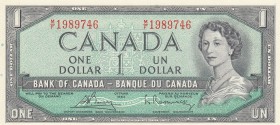 Canada, 1 Dollar, 1961/1972, UNC, p74b
Queen Elizabeth II. Potrait
Serial Number: M/F 1989746
Estimate: 10-20