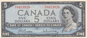 Canada, 5 Dollars, 1954, AUNC, p77b
Queen Elizabeth II. Potrait
Serial Number: S/S 8413926
Estimate: 30-60