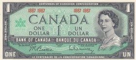 Canada, 1 Dollar, 1967, UNC, p84a
Queen Elizabeth II. Potrait, Commemorative Banknote
Serial Number: 1867 1967
Estimate: 15-30
