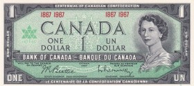 Canada, 1 Dollar, 1967, UNC, p84a
Queen Elizabeth II Portrait, Commemorative Banknote
Serial Number: 1867 1967
Estimate: 15-30