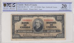 Canada, 100 Dollars, 1937, VF, p64b
PCGS 20
Serial Number: G/J 3906601
Estimate: 200-400
