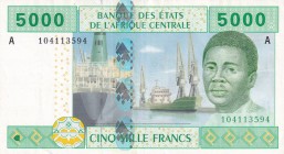 Central African States, 5.000 Francs, 2002, XF, p409A
'A'' Gabon
Serial Number: 104113594
Estimate: 10-20