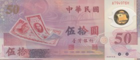 China, 50 Yuan, 1999, UNC, p1990
Commemorative Issue, 50th Anniversary of Nationalist government on Taiwan, polymer
Polymer plastics banknote
Seria...