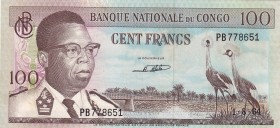 Congo Democratic Republic, 100 Francs, 1962, UNC, p6
Serial Number: PB 778651
Estimate: 25-50