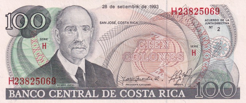 Costa Rica, 100 Colones, 1993, UNC, p261a
Serial Number: H23825069
Estimate: 1...