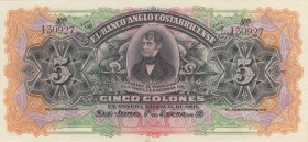 Costa Rica, 5 Colones, 1903/1917, UNC, pS122
There is a small yellow stain under the banknote.
Serial Number: 130927
Estimate: 10-20