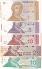 Croatia, 1-5-10-25-100 Dinara, 1991, UNC, (Total 5 banknotes)
Estimate: 10-20