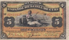 Cuba, 5 Pesos, 1896, VF, p48b, SPECIMEN
Serial Number: 0283163
Estimate: 20-40