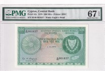 Cyprus, 500 Mils, 1979, UNC, p42c
PMG 67 EPQ, High Condition
Serial Number: M/48 061637
Estimate: 60-120