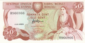 Cyprus, 50 Cents, 1989, UNC, p52
Serial Number: R966866
Estimate: 20-40