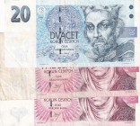 Czech Republic, 20-50-50 Korun, 1994/1997, VF, p10; p17, (Total 3 banknotes)
Serial Number: B26 635246, E29 993465, C22 983634
Estimate: 10-20