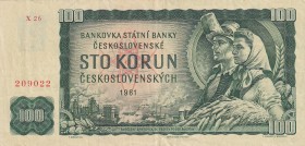 Czechoslovakia, 100 Korun, 1961, VF, p1
Serial Number: X26 209022
Estimate: 10-20