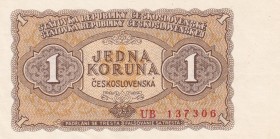Czechoslovakia, 1 Koruna, 1953, UNC, p78b
Serial Number: UB 137306
Estimate: 25-50