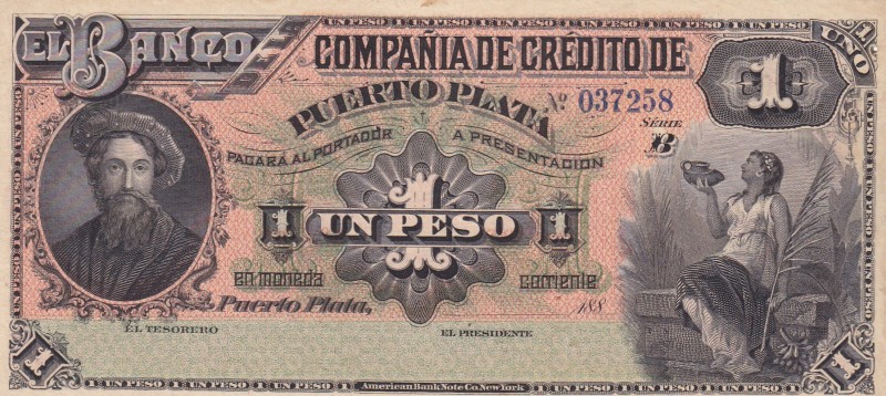Dominican Republic, 1 Peso, 188X, UNC, pS103
There are pinhole and spots
Seria...