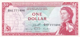 East Caribbean States, 1 Dollar, 1965, UNC, p13f
Queen Elizabeth II. Potrait
Serial Number: B80 777496
Estimate: 50-100