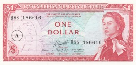 East Caribbean States, 1 Dollar, 1965, UNC, p13g
Queen Elizabeth II. Potrait
Serial Number: B88 186616
Estimate: 50-100