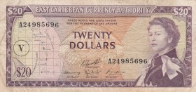East Caribbean States, 20 Dollars, 1965, VF, p15g
Queen Elizabeth II. Potrait
Serial Number: A24985696
Estimate: 50-100