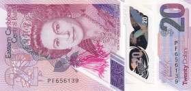 East Caribbean States, 20 Dollars, 2019, UNC, pNew
Queen Elizabeth II portrait, Polymer plastic banknote
Serial Number: PF656139
Estimate: 25-50