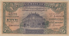 Egypt, 5 Pounds, 1945, FINE, p19c
Serial Number: M/104 063658
Estimate: 75-150