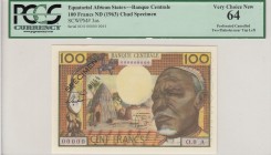 Equatorial African States, 100 Francs, 1963, UNC, p3as, SPECIMEN
PCGS 64
Serial Number: O.O.A 00000
Estimate: 500-1000