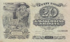 Estonia, 20 Kron, 1932, UNC, p64a
Serial Number: 1426620
Estimate: 25-50