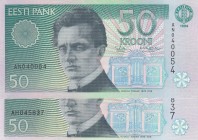 Estonia, 50 Krooni, 1994, UNC, p78a, (Total 2 banknotes)
Serial Number: AH 045837- AN 040054
Estimate: 25-50